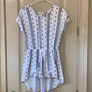 Girls XL Romper Blue/Cream print